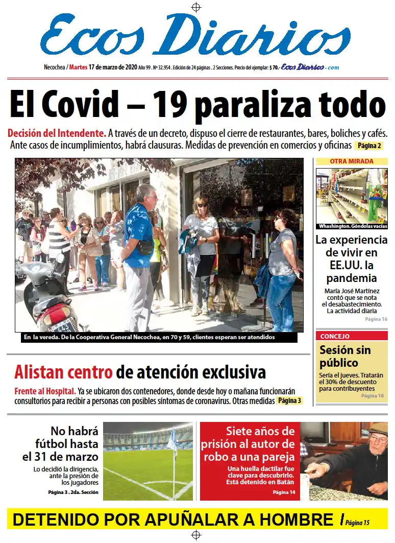 Tapa del 17 de marzo de 2020