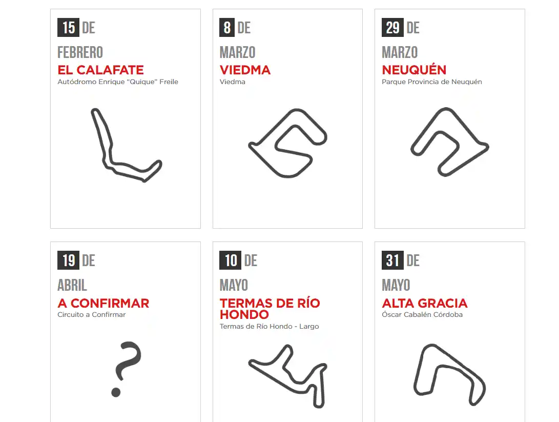Así es el calendario del Turismo Carretera 2026, con fechas confirmadas y definiciones pendientes