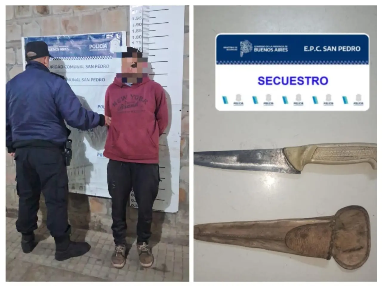 El hombre amenzaó con un cuchillo a los menores.