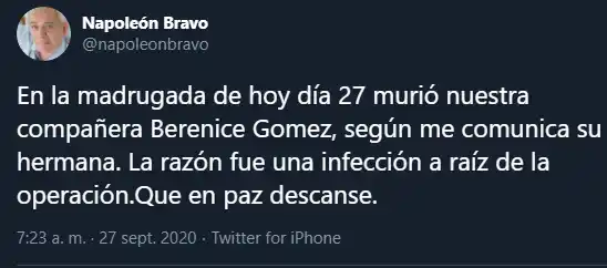 Napoleón Bravo fue muy cercano a Berenice Gómez.