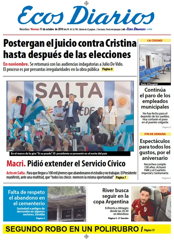 Tapa del 11 de octubre de 2019