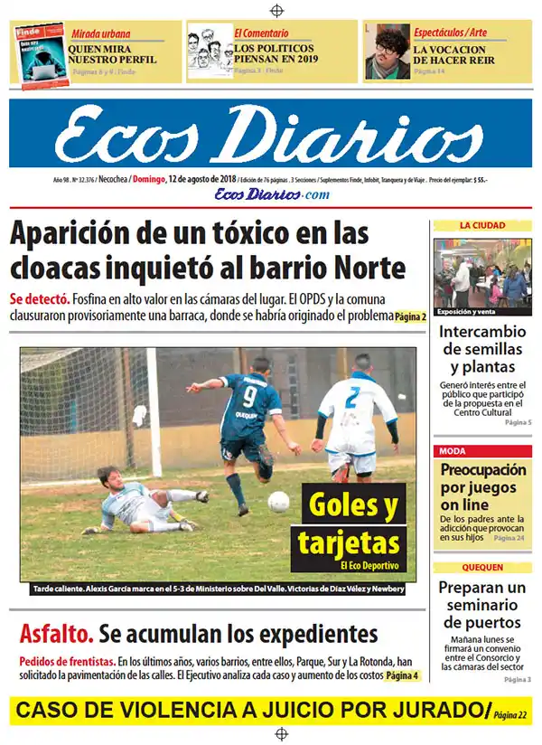 Tapa del 12 de agosto de 2018