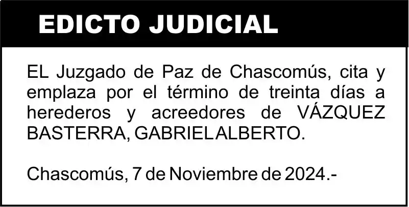 VAZQUEZ BASTERRA, GABRIEL ALBERTO S/SUCESION AB-INTESTATO