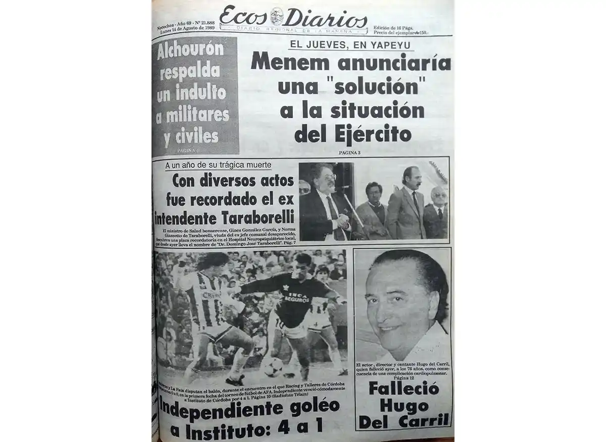 Lunes 14 de agosto de 1989
