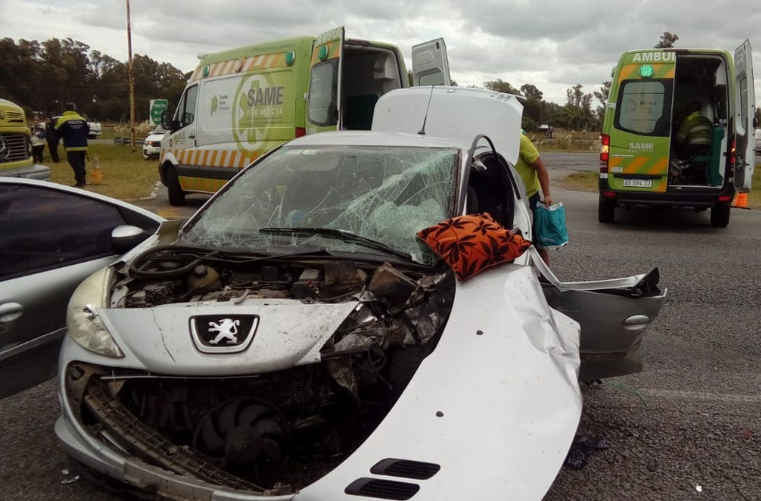 Choque múltiple en Ruta 2: siete heridos, tres de ellos menores