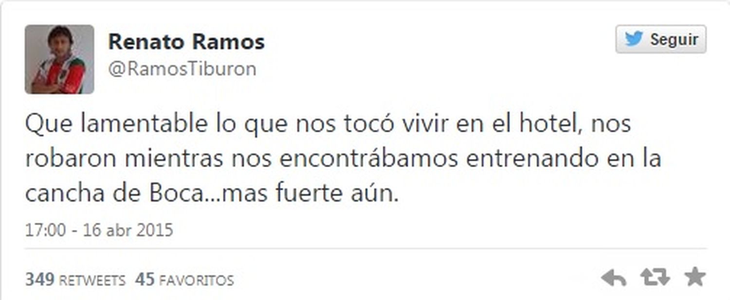 Mientras entrenaban, les robaron a los jugadores de Palestino