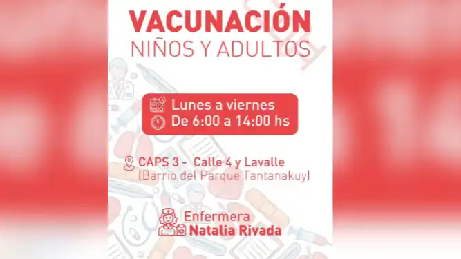 Vacunación para niños y adultos en el Caps n.º 3 de Gonzales Chaves