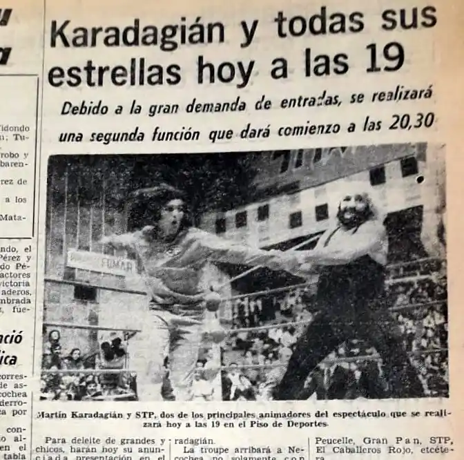 Titanes en el Ring se presentaron el domingo 14 de octubre de 1973 en el Piso de los Deportes