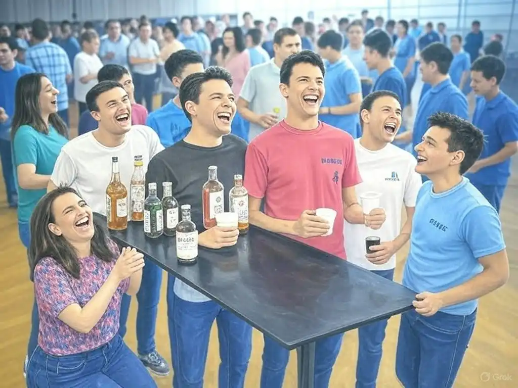 Jóvenes "promo". Previando su visita al colegio.