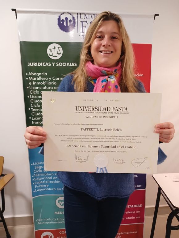 Nueva licenciada en Higiene y Seguridad en el Trabajo