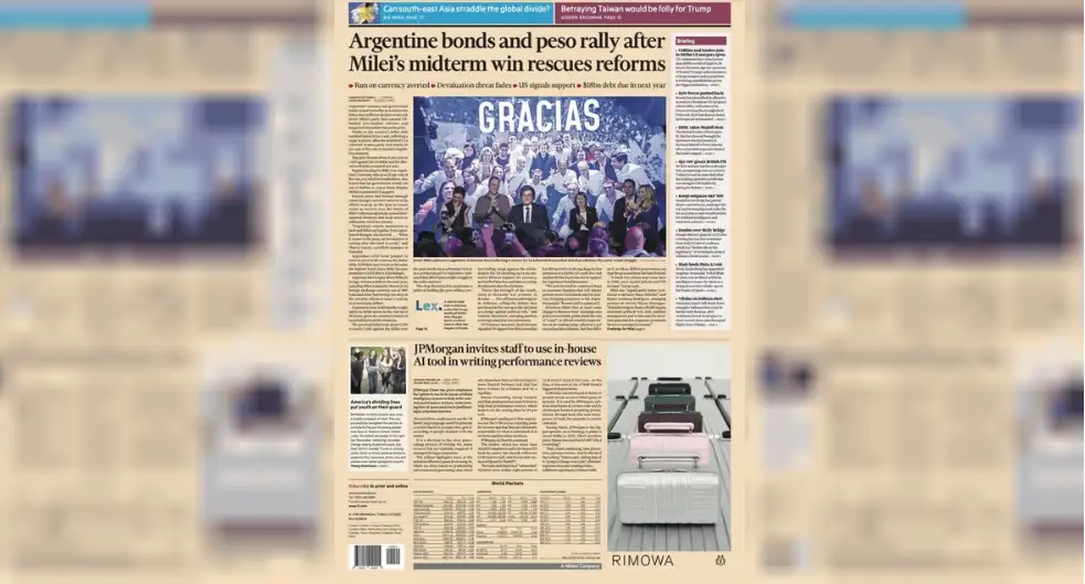 Milei en la tapa del Financial Times