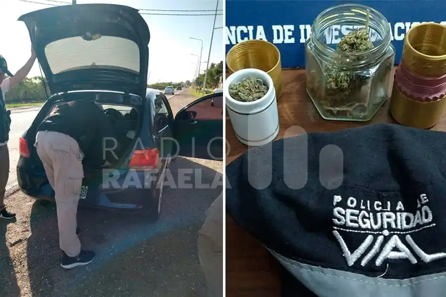 Ruta Provincial 70: agarraron a un rafaelino con dos frascos llenos de marihuana en el auto