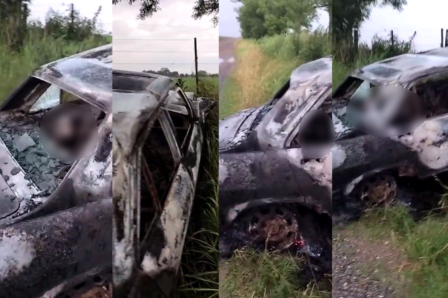 Alarmante escena en la región: un auto se habría incendiado tras despistar y habría más de una víctima fatal