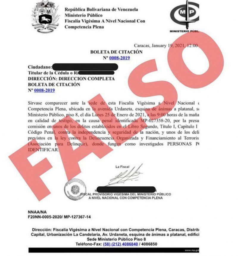 DIFUNDEN CITACIONES FALSAS DEL MINISTERIO PÚBLICO: alerta Tarek William Saab