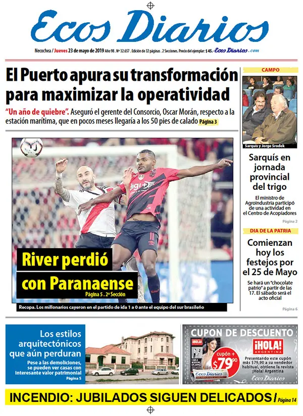 Tapa del 23 de mayo de 2019