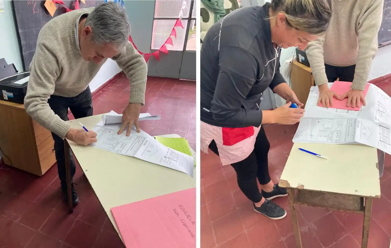 Javier Gastón entregó a la comunidad educativa de Don Cipriano los planos de la Escuela