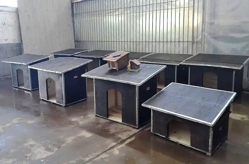 Internos de la cárcel de Batan fabrican cuchas para perros callejeros