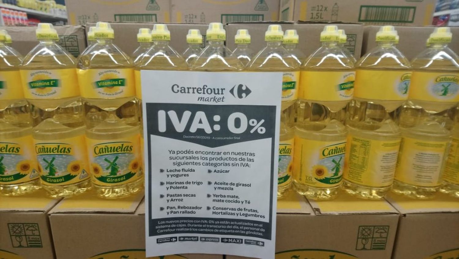 En supermercados de la ciudad ya rigen los precios sin IVA para ciertos alimentos básicos