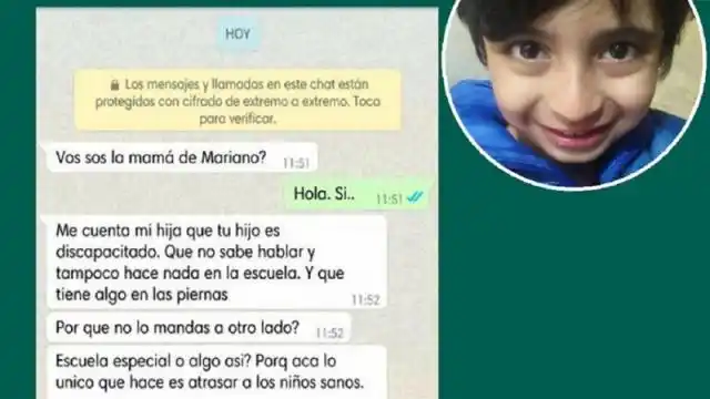 Indignante: envió mensaje para que chico con autismo no se juntara con su hija