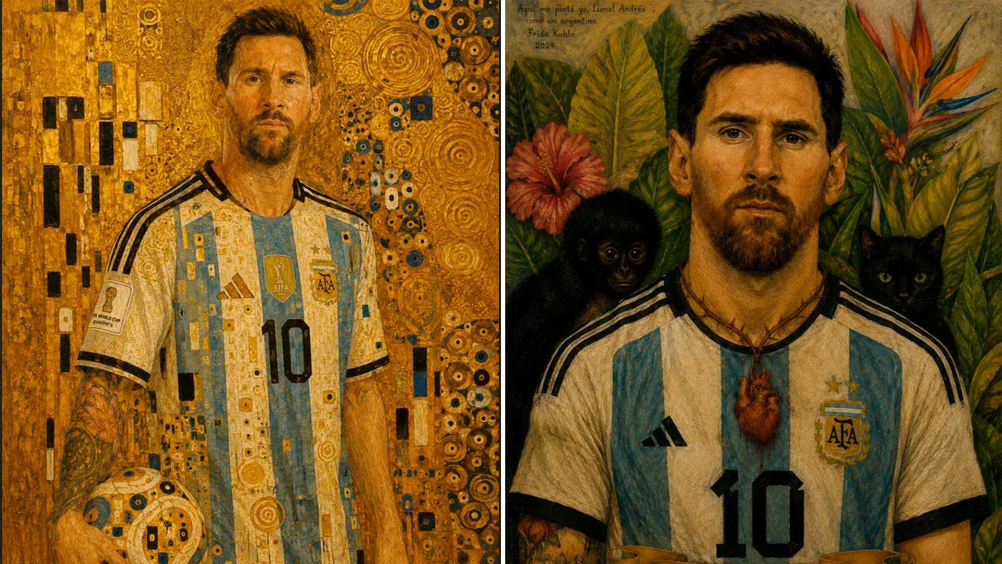 Messi por Gustav Klimt │ Messi por Frida Kahlo