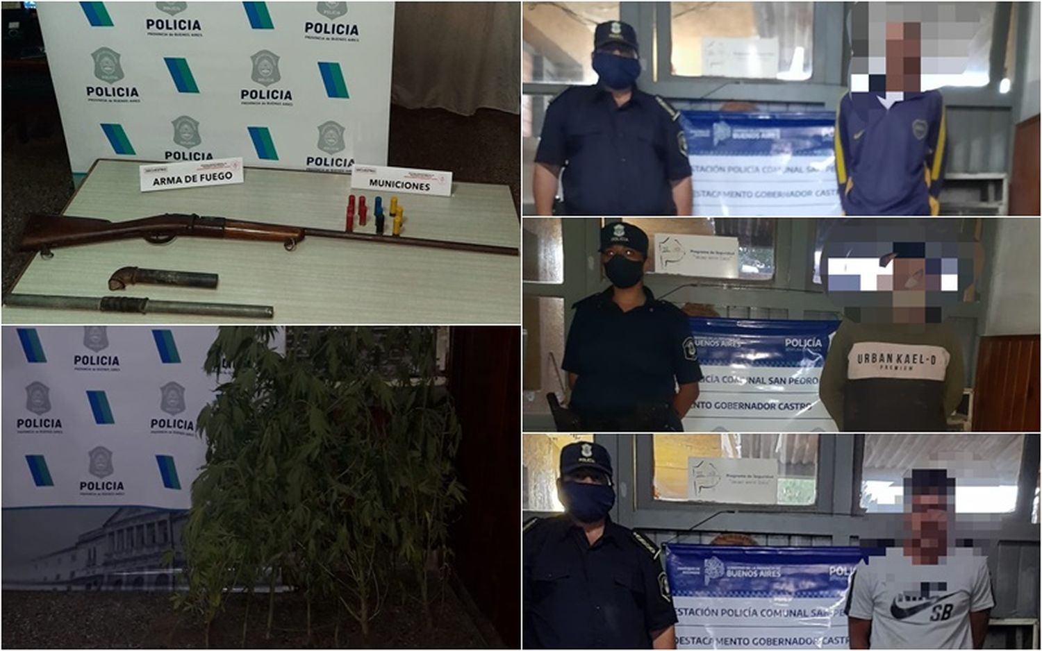 Allanamientos en Gobernador Castro: detuvieron a tres hombres y secuestraron armas y una planta de marihuana