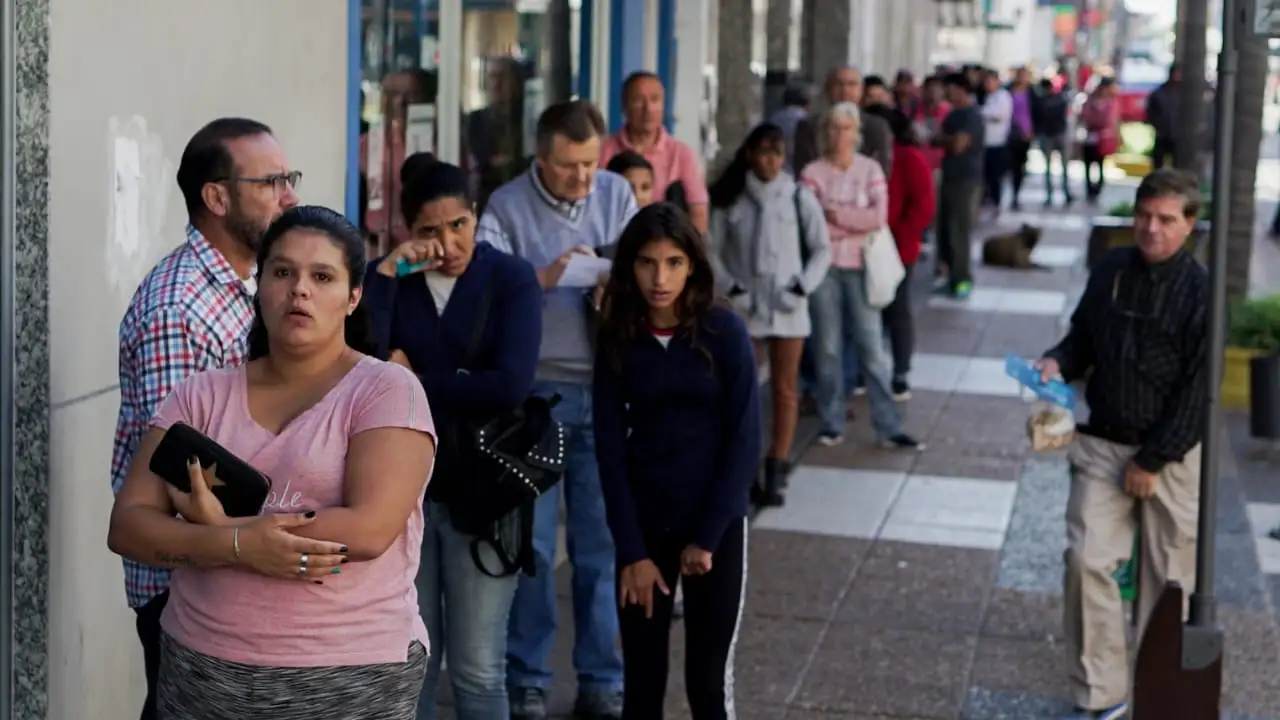Pese a las restricciones, hay un importante movimiento en la zona bancaria