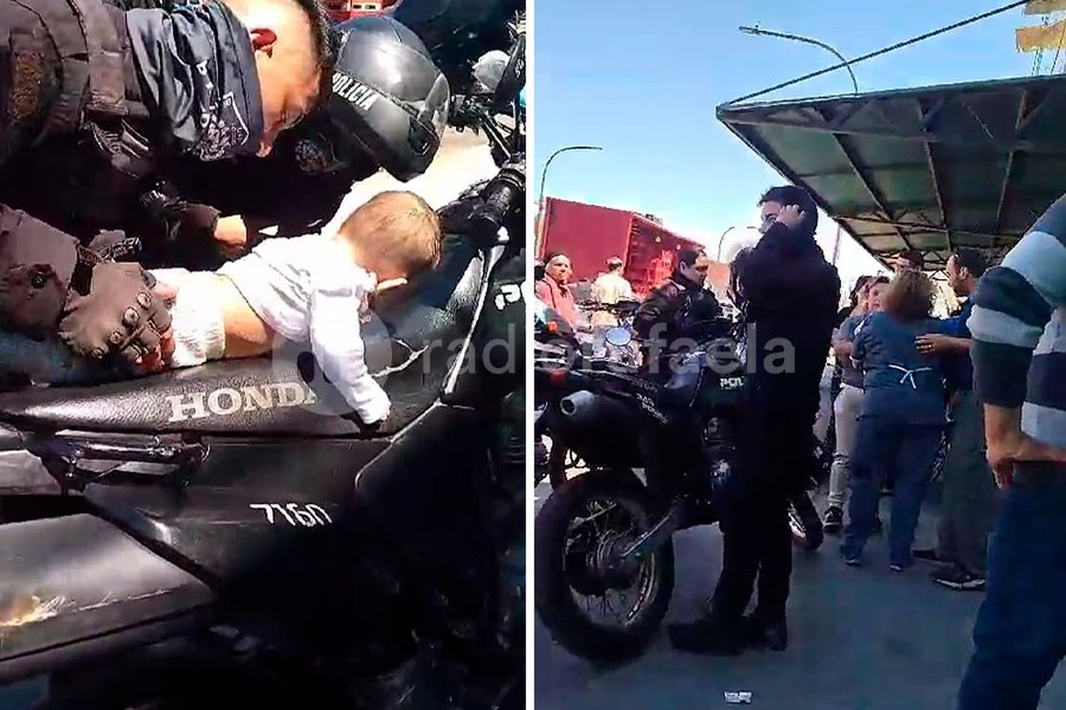 VIDEO | Policías héroes: en una rápida maniobra, salvaron la vida de una beba que no podía respirar