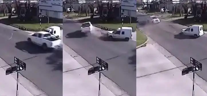 Video: chocaron dos camionetas en el barrio San José