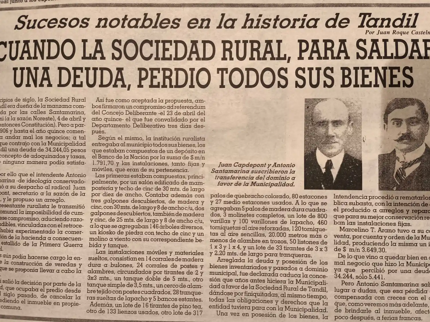 Cuando la Sociedad Rural, para saldar una deuda, perdió todos sus bienes