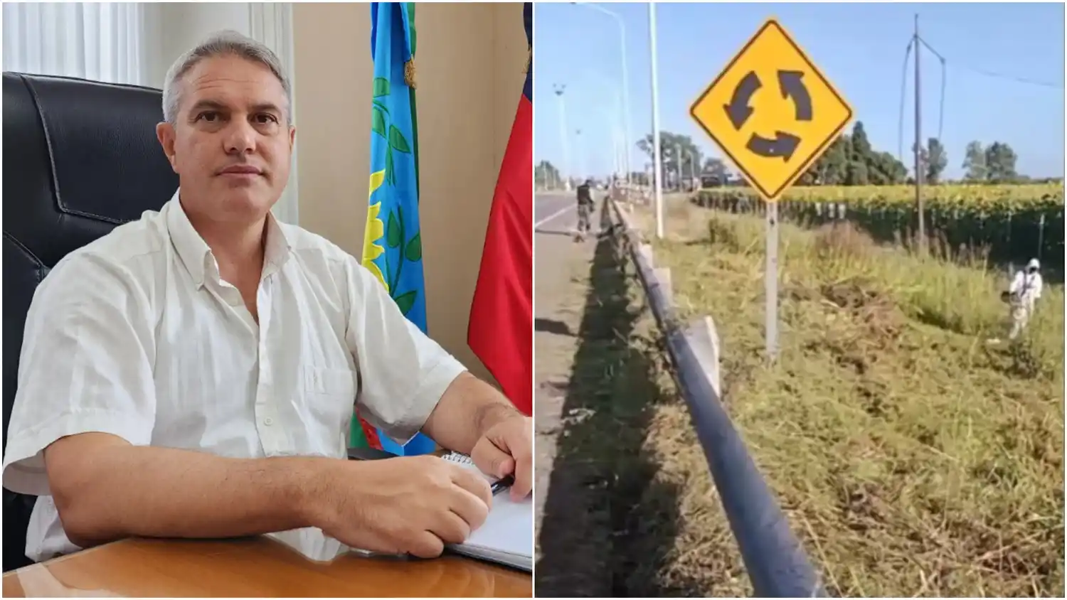 Golía ordenó cortar el pasto en la ruta nacional 7 a la altura de Chacabuco.