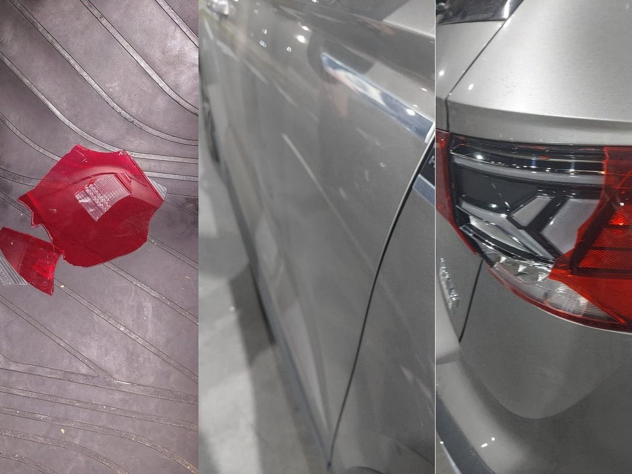 El marplatense mostró los daños que sufrió en su auto, cuando fue atacado por los motoqueros.