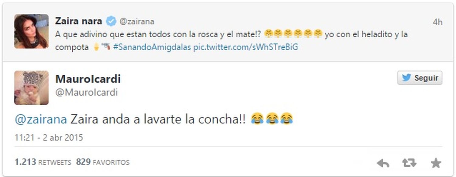 La frase ordinaria de Mauro Icardi a su cuñada Zaira en Twitter: "Andá a lavarte la con..."