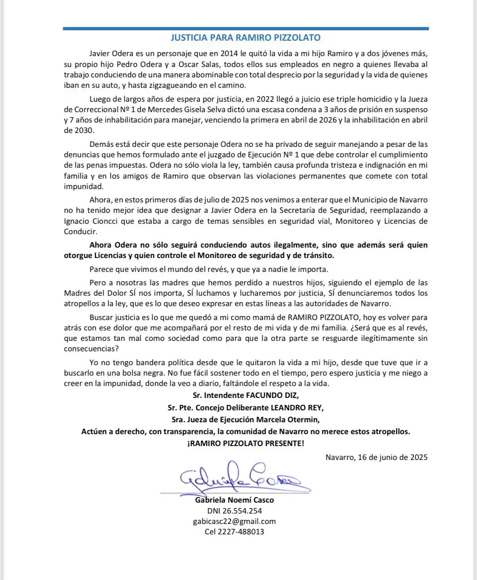 carta por justicia