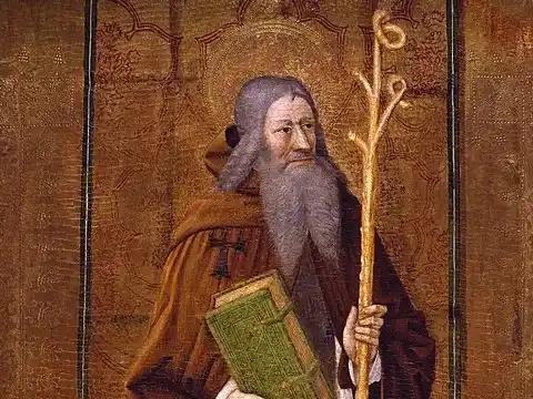 San Antonio abad o San Antón, por Joan Reixach, en el Museo del Prado.