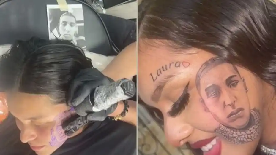 Descubrió que su pareja le fue infiel y tuvo la reacción más insólita: se tatuó su cara en la mejilla