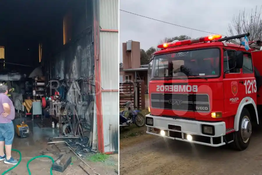 Se prendió fuego un galpón en Susana: bomberos rafaelinos acudieron al lugar