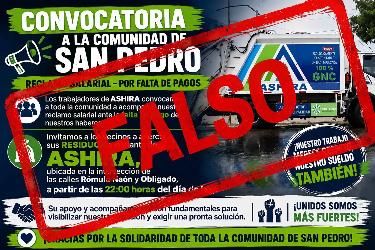 Es falsa la convocatoria de Ashira