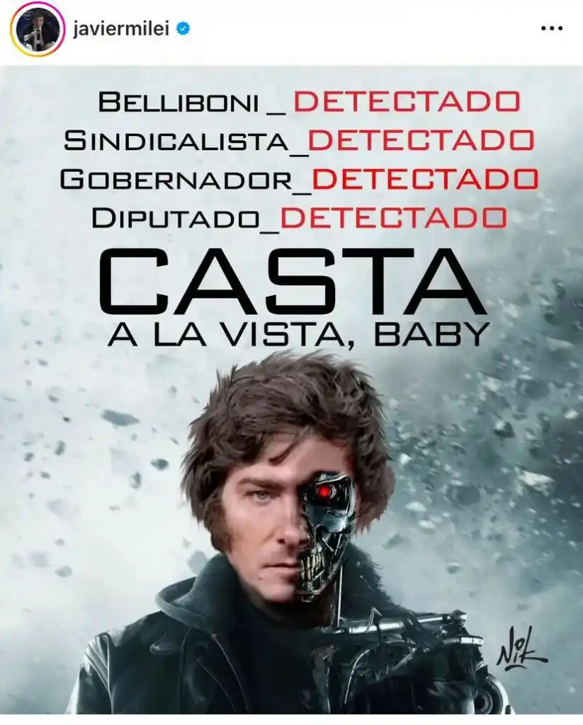 Belliboni denuncia penalmente a Milei por el meme de Terminator