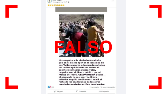 La imagen de personas cruzando la frontera de Bolivia con la Argentina no tiene que ver con las elecciones PASO 2023, circula desde 2021