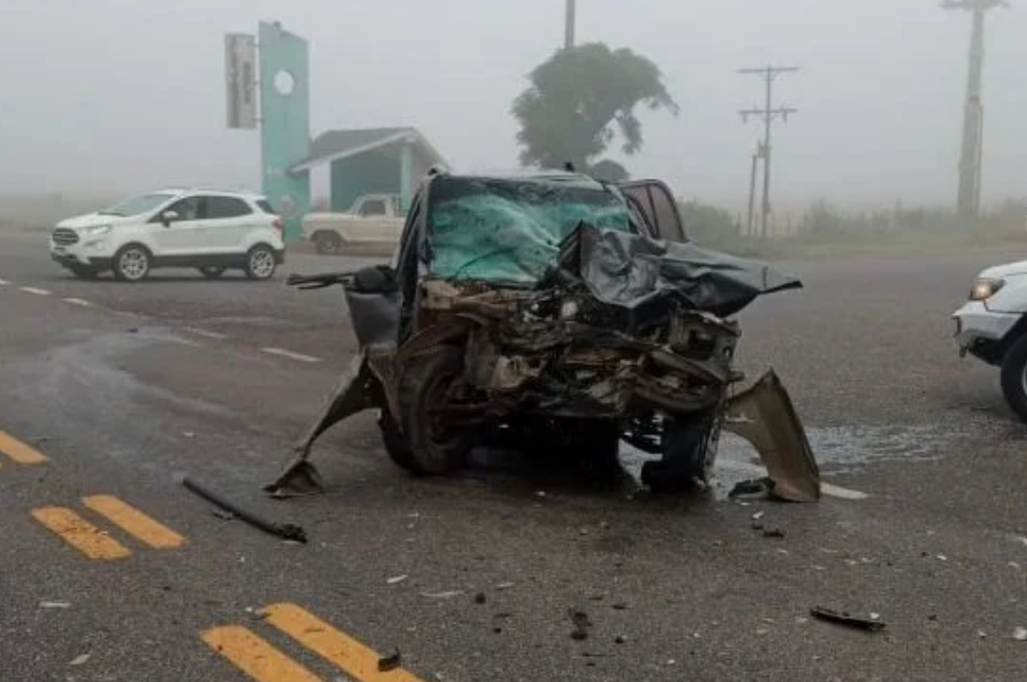 El vehículo Zuzuki G Vitara luego de la colisión.