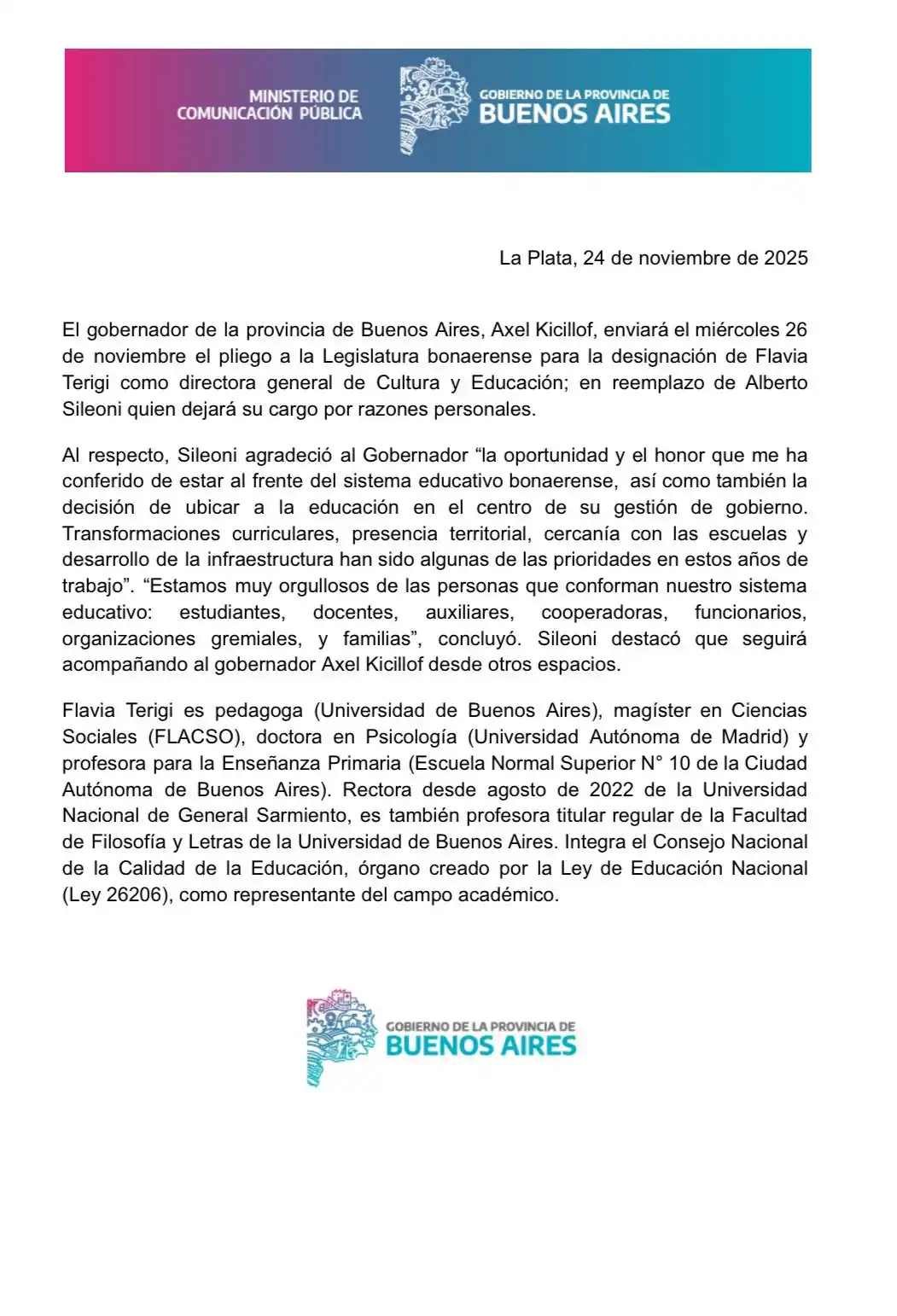 renuncia de sileoni