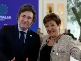 El presidente Javier Milei junto Kristalina Ivanova Gueorguíeva-Kinova, directora gerente del FMI.