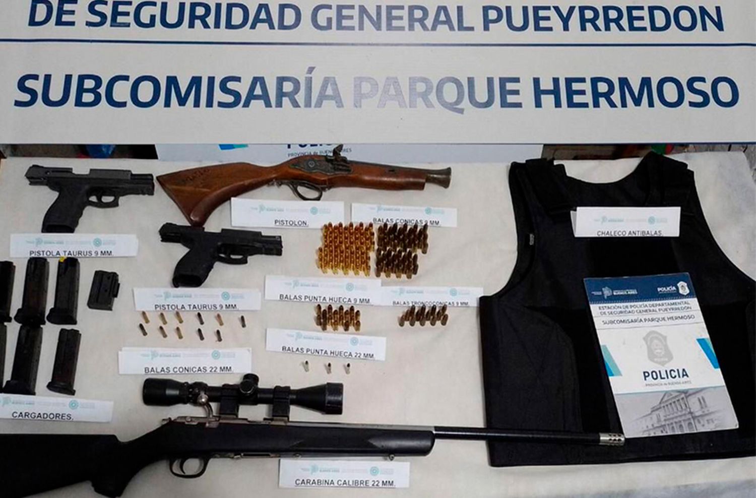 Hallan un arsenal en una casa del barrio Parque Hermoso: funcionaba como remisería trucha