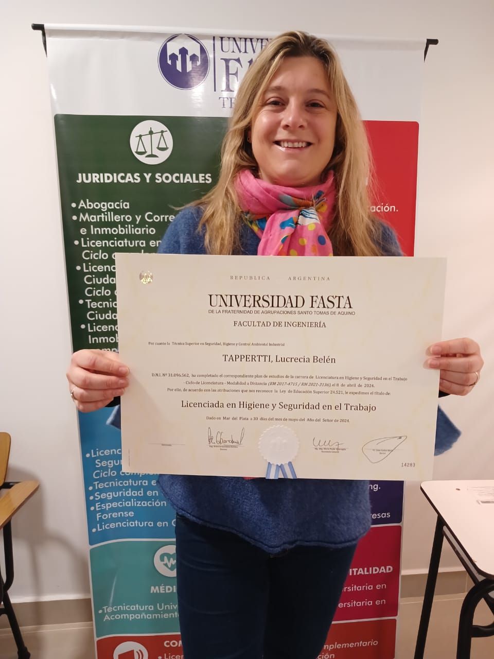 Nueva licenciada en Higiene y Seguridad en el Trabajo
