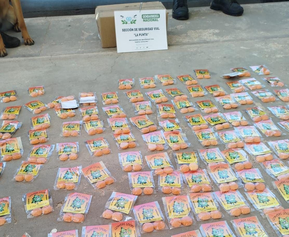 Cayó con "gomitas locas": gendarmes secuestraron hongos, pastillas y brownies con droga durante un control vial