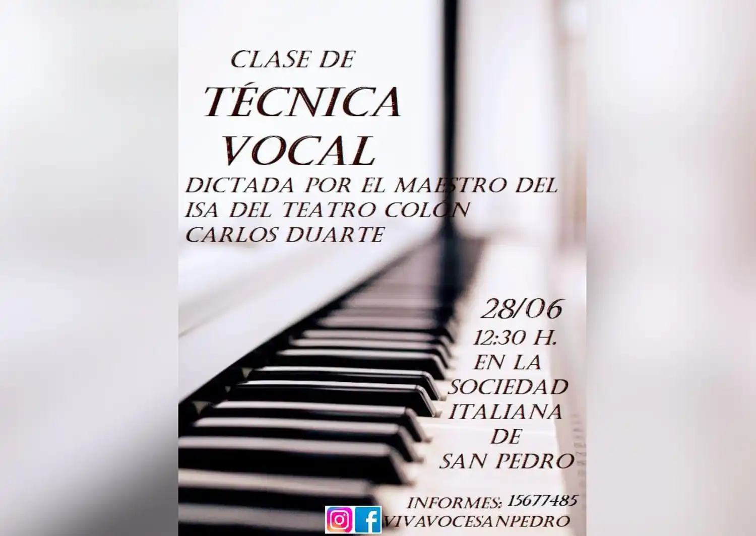 Dictarán clases de técnica vocal en la Sociedad Italiana