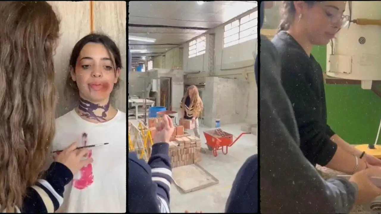 Distintas escenas del corto realizado por los estudiantes, donde se representan situaciones cotidianas de violencia de género.