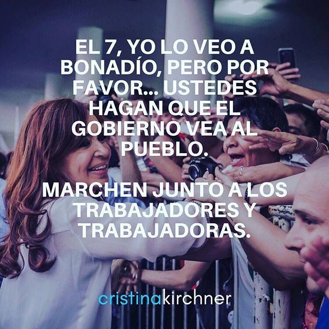 Cristina convocó a marchar "junto a los trabajadores y trabajadoras"