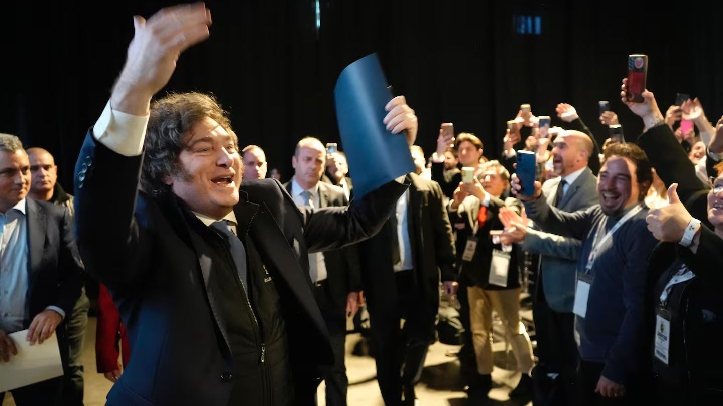 Milei tras su discurso de cierre en el congreso libertario en La Plata. (Foto: prensa LLA).