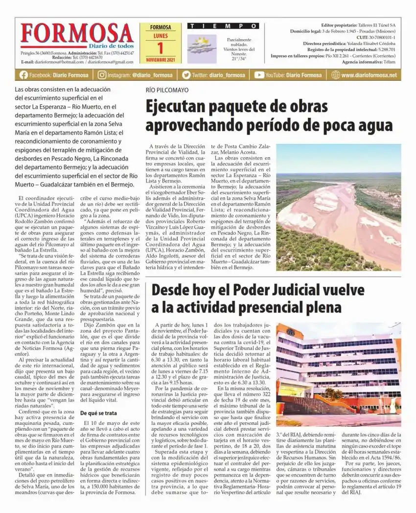 Tapa y Contratapa 1 de noviembre de 2021